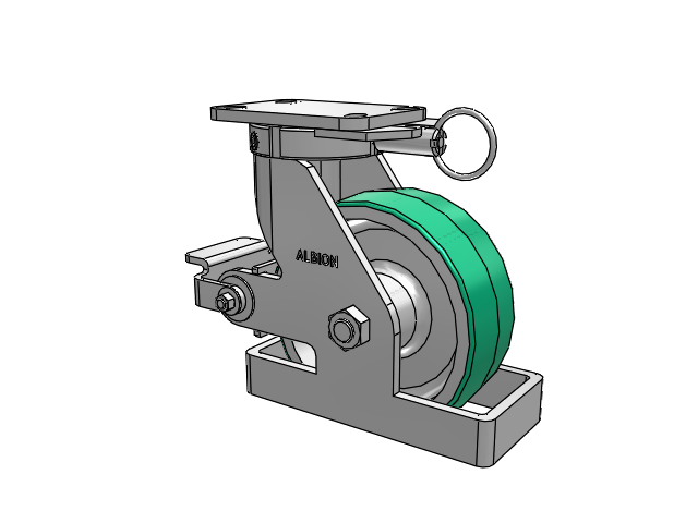 410 Series Top Plate Swivel Caster with 8 x 3 Green Tread on Aluminum Core PD - Polyurethane (Aluminum Core) Wheel and Poly Cam Brake