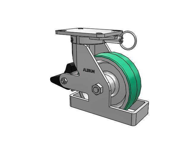 410 Series Top Plate Swivel Caster with 8 x 3 Green Tread on Aluminum Core PD - Polyurethane (Aluminum Core) Wheel and Poly Lock Integrated Brake