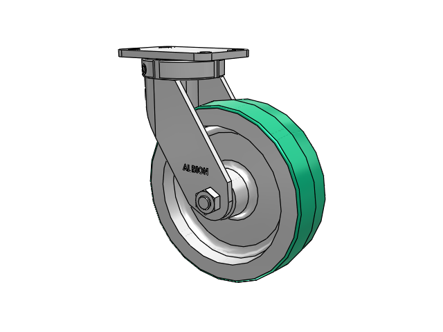 410 Series Top Plate Swivel Caster with 10 x 3 Green Tread on Aluminum Core PD - Polyurethane (Aluminum Core) Wheel