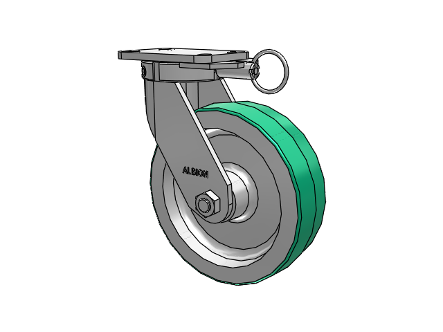 410 Series Top Plate Swivel Caster with 10 x 3 Green Tread on Aluminum Core PD - Polyurethane (Aluminum Core) Wheel