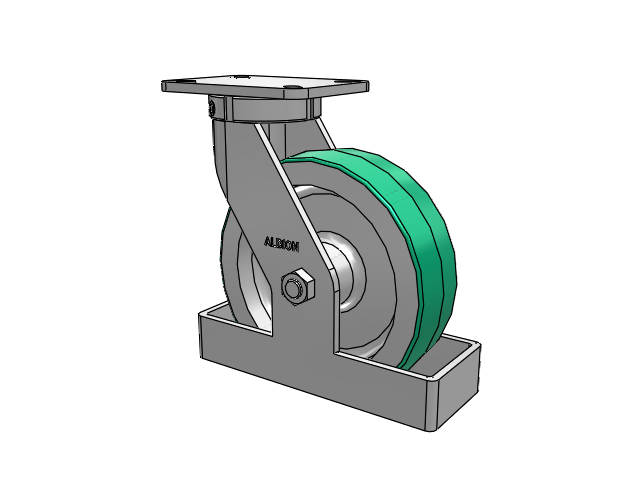410 Series Top Plate Swivel Caster with 10 x 3 Green Tread on Aluminum Core PD - Polyurethane (Aluminum Core) Wheel
