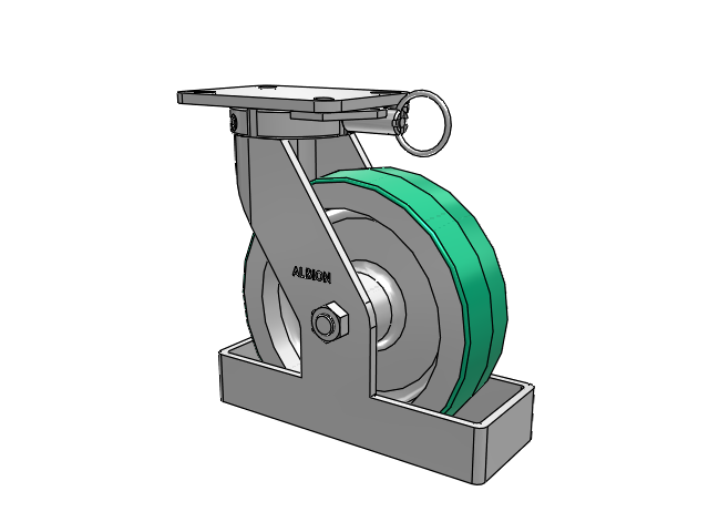 410 Series Top Plate Swivel Caster with 10 x 3 Green Tread on Aluminum Core PD - Polyurethane (Aluminum Core) Wheel