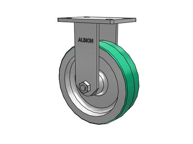 410 Series Top Plate Rigid Caster with 10 x 3 Green Tread on Aluminum Core PD - Polyurethane (Aluminum Core) Wheel