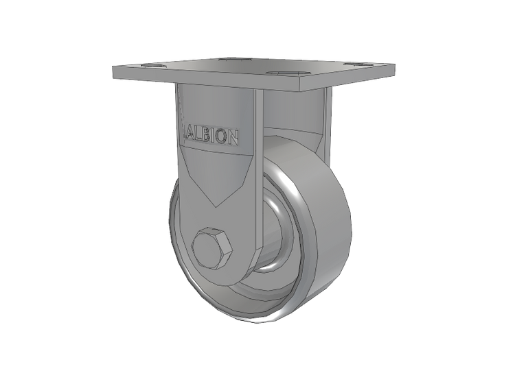 16 Series Top Plate Rigid Caster with 4 x 2 Grey Enamel CA - Cast Iron Wheel