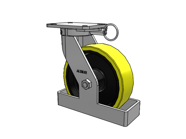 410 Series Top Plate Swivel Caster with 10 x 3 Yellow Tread on Black Cast Iron Core PF - Polyurethane (Heavy Duty Cast Iron Core) Wheel