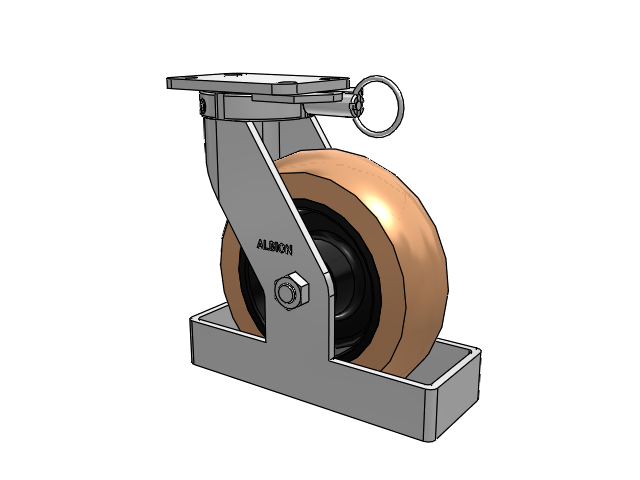 410 Series Top Plate Swivel Caster with 10 x 3 Red-Brown Tread on Black Cast Iron Core PR - Round Polyurethane (Cast Iron Core) Wheel