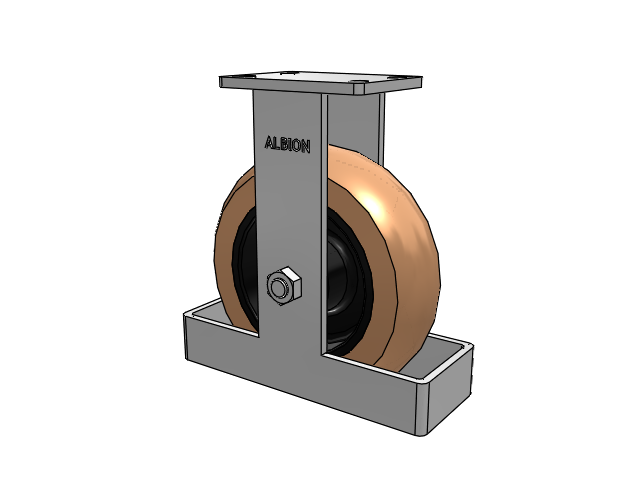 410 Series Top Plate Rigid Caster with 10 x 3 Red-Brown Tread on Black Cast Iron Core PR - Round Polyurethane (Cast Iron Core) Wheel