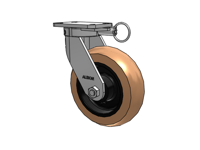 410 Series Top Plate Swivel Caster with 10 x 3 Red-Brown Tread on Black Cast Iron Core PR - Round Polyurethane (Cast Iron Core) Wheel