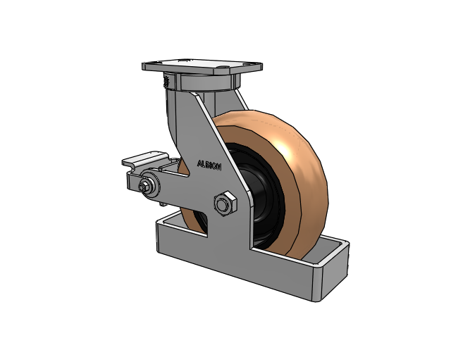 410 Series Top Plate Swivel Caster with 10 x 3 Red-Brown Tread on Black Cast Iron Core PR - Round Polyurethane (Cast Iron Core) Wheel and Poly Cam Brake