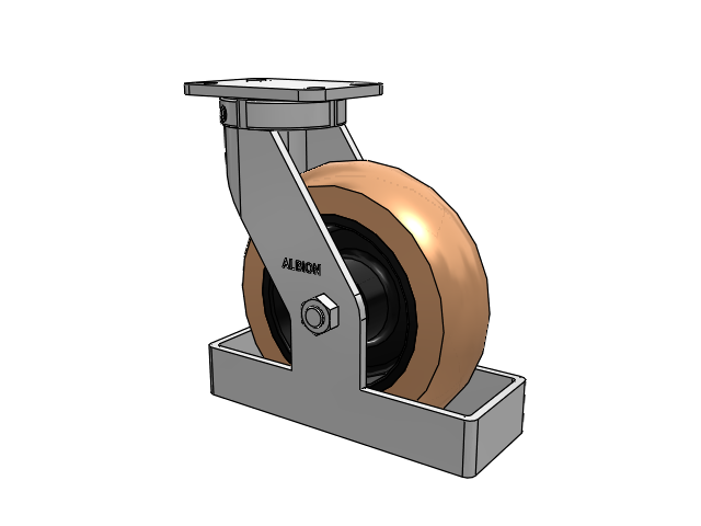 410 Series Top Plate Swivel Caster with 10 x 3 Red-Brown Tread on Black Cast Iron Core PR - Round Polyurethane (Cast Iron Core) Wheel