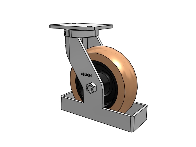 410 Series Top Plate Swivel Caster with 10 x 3 Red-Brown Tread on Black Cast Iron Core PR - Round Polyurethane (Cast Iron Core) Wheel