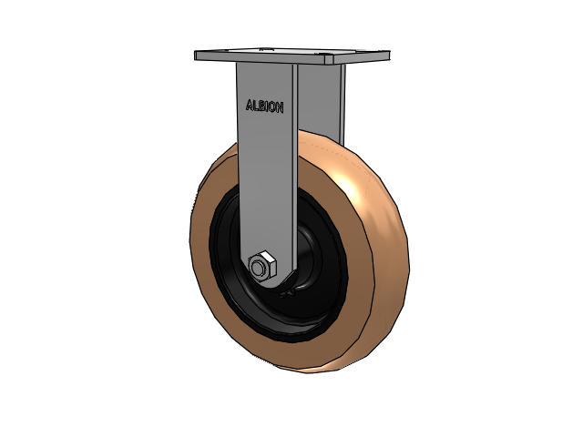 410 Series Top Plate Rigid Caster with 12 x 3 Red-Brown Tread on Black Cast Iron Core PR - Round Polyurethane (Cast Iron Core) Wheel