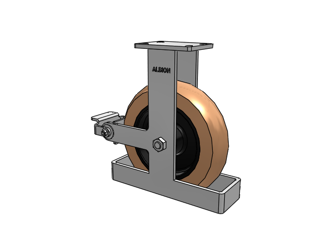410 Series Top Plate Rigid Caster with 12 x 3 Red-Brown Tread on Black Cast Iron Core PR - Round Polyurethane (Cast Iron Core) Wheel and Poly Cam Brake