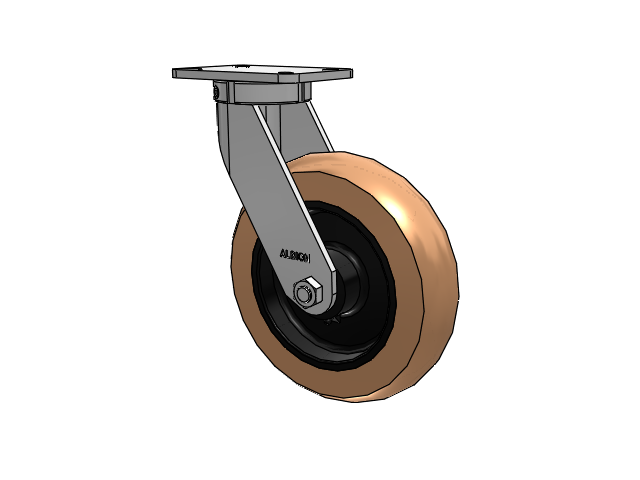 410 Series Top Plate Swivel Caster with 12 x 3 Red-Brown Tread on Black Cast Iron Core PR - Round Polyurethane (Cast Iron Core) Wheel