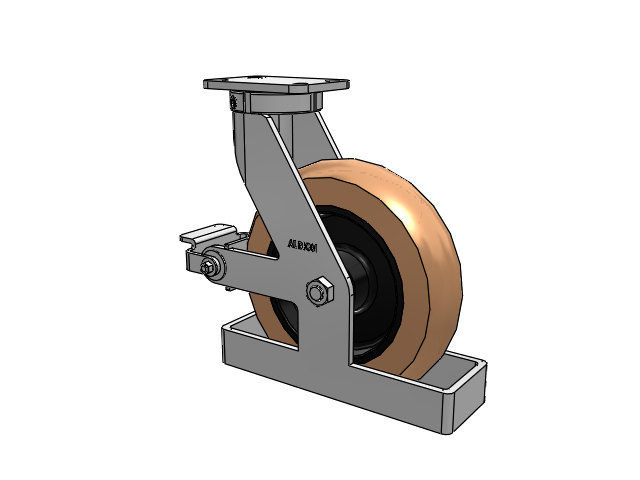 410 Series Top Plate Swivel Caster with 12 x 3 Red-Brown Tread on Black Cast Iron Core PR - Round Polyurethane (Cast Iron Core) Wheel and Poly Cam Brake
