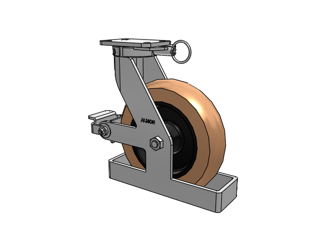 410 Series Top Plate Swivel Caster with 12 x 3 Red-Brown Tread on Black Cast Iron Core PR - Round Polyurethane (Cast Iron Core) Wheel and Poly Cam Brake