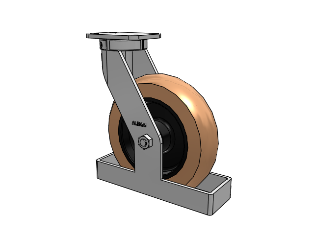 410 Series Top Plate Swivel Caster with 12 x 3 Red-Brown Tread on Black Cast Iron Core PR - Round Polyurethane (Cast Iron Core) Wheel