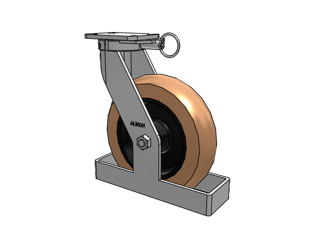 410 Series Top Plate Swivel Caster with 12 x 3 Red-Brown Tread on Black Cast Iron Core PR - Round Polyurethane (Cast Iron Core) Wheel