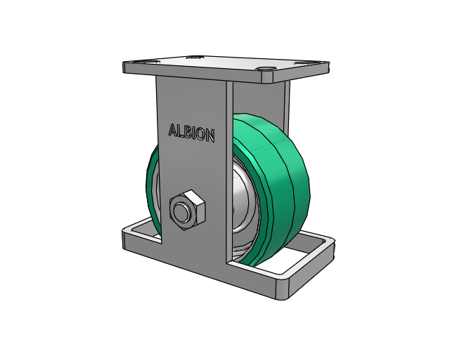 410 Series Top Plate Rigid Caster with 6 x 3 Green Tread on Black Cast Iron Core PX - Thick Polyurethane (Cast Iron Core) Wheel
