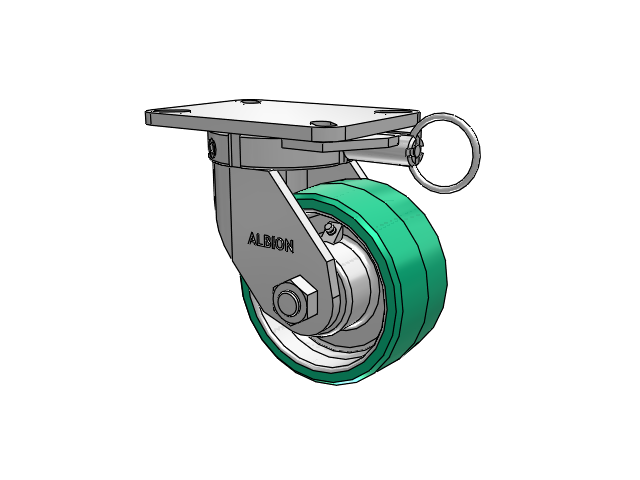 410 Series Top Plate Swivel Caster with 6 x 3 Green Tread on Black Cast Iron Core PX - Thick Polyurethane (Cast Iron Core) Wheel
