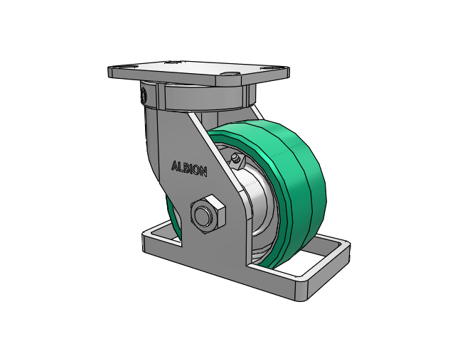 410 Series Top Plate Swivel Caster with 6 x 3 Green Tread on Black Cast Iron Core PX - Thick Polyurethane (Cast Iron Core) Wheel