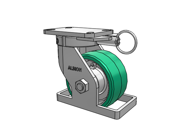 410 Series Top Plate Swivel Caster with 6 x 3 Green Tread on Black Cast Iron Core PX - Thick Polyurethane (Cast Iron Core) Wheel