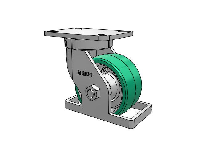 410 Series Top Plate Swivel Caster with 6 x 3 Green Tread on Black Cast Iron Core PX - Thick Polyurethane (Cast Iron Core) Wheel