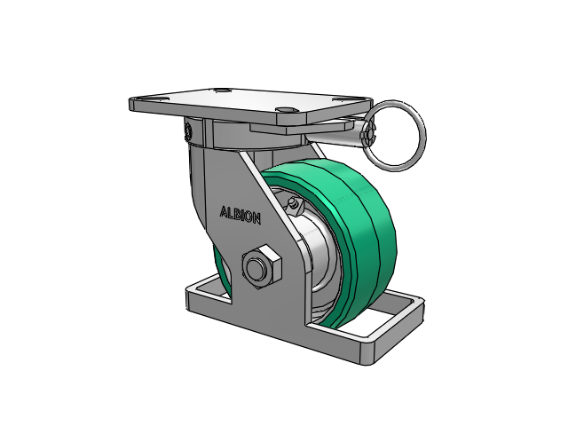 410 Series Top Plate Swivel Caster with 6 x 3 Green Tread on Black Cast Iron Core PX - Thick Polyurethane (Cast Iron Core) Wheel