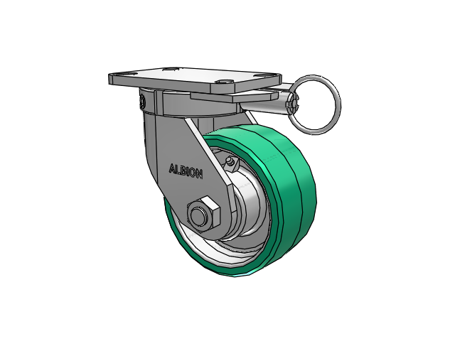 410 Series Top Plate Swivel Caster with 6 x 3 Green Tread on Black Cast Iron Core PX - Thick Polyurethane (Cast Iron Core) Wheel