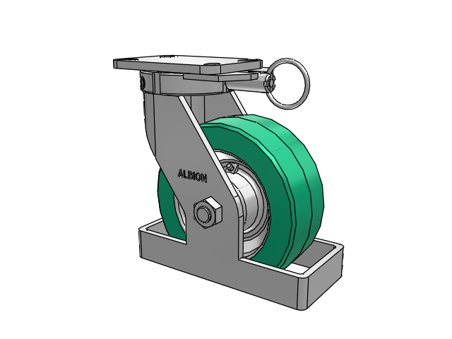 410 Series Top Plate Swivel Caster with 8 x 3 Green Tread on Black Cast Iron Core PX - Thick Polyurethane (Cast Iron Core) Wheel