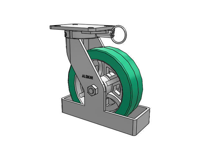 410 Series Top Plate Swivel Caster with 10 x 3 Green Tread on Black Cast Iron Core PX - Thick Polyurethane (Cast Iron Core) Wheel