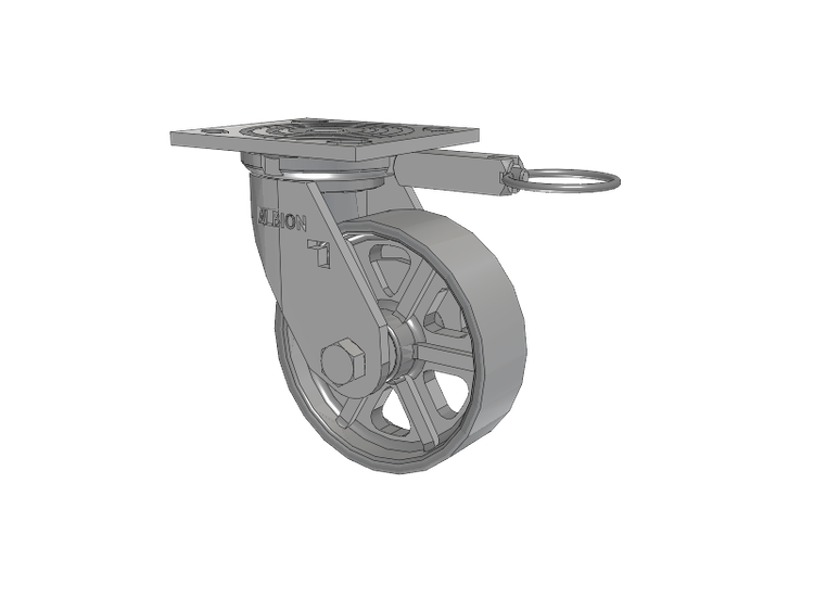 16 Series Top Plate Swivel Caster with 5 x 1.5 Grey Enamel CA - Cast Iron Wheel