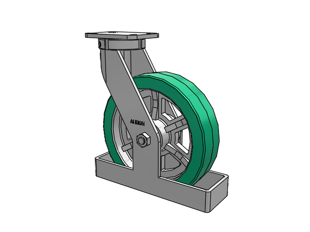 410 Series Top Plate Swivel Caster with 12 x 3 Green Tread on Black Cast Iron Core PX - Thick Polyurethane (Cast Iron Core) Wheel