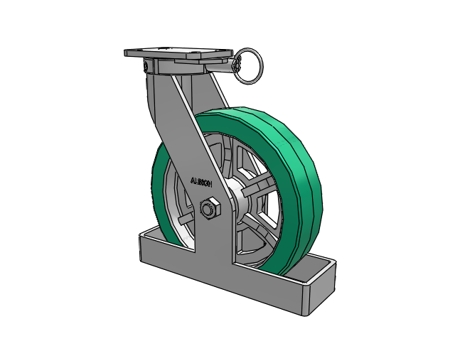 410 Series Top Plate Swivel Caster with 12 x 3 Green Tread on Black Cast Iron Core PX - Thick Polyurethane (Cast Iron Core) Wheel