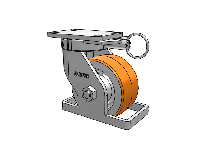 410 Series Top Plate Swivel Caster with 6 x 3 Red-Orange Tread on Cast Iron Core PY - Polyurethane 80A (Cast Iron Core) Wheel