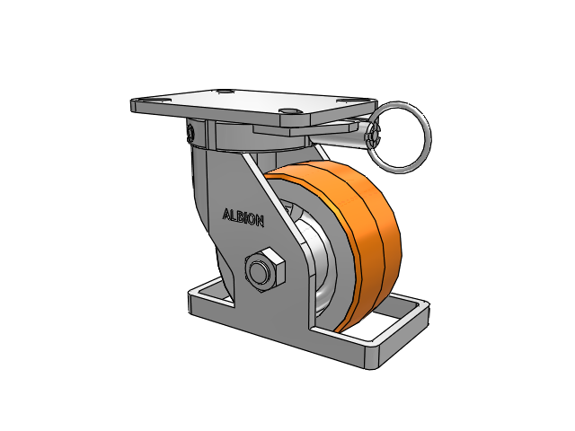 410 Series Top Plate Swivel Caster with 6 x 3 Red-Orange Tread on Cast Iron Core PY - Polyurethane 80A (Cast Iron Core) Wheel