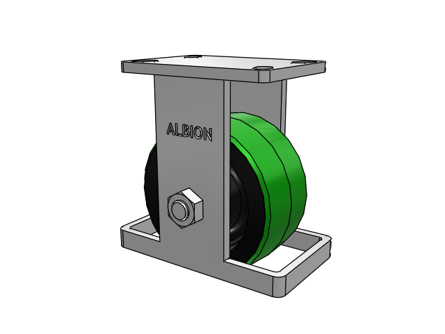 410 Series Top Plate Rigid Caster with 6 x 3 Green Tread on Black Cast Iron Core PY - Polyurethane (Cast Iron Core) Wheel