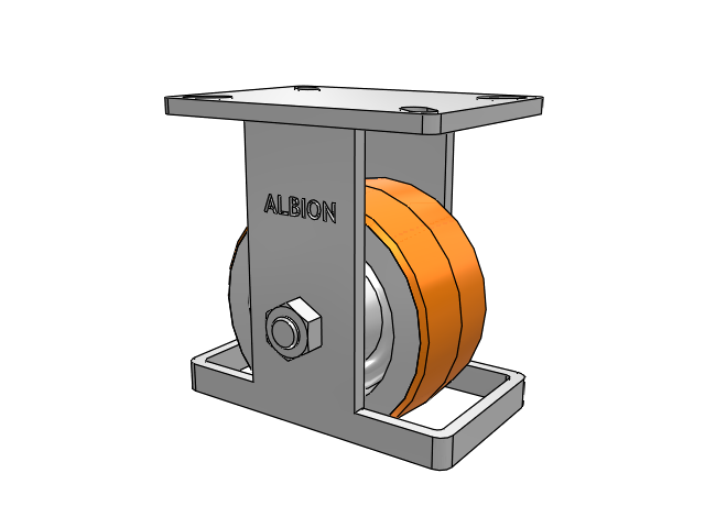 410 Series Top Plate Rigid Caster with 6 x 3 Red-Orange Tread on Cast Iron Core PY - Polyurethane 80A (Cast Iron Core) Wheel