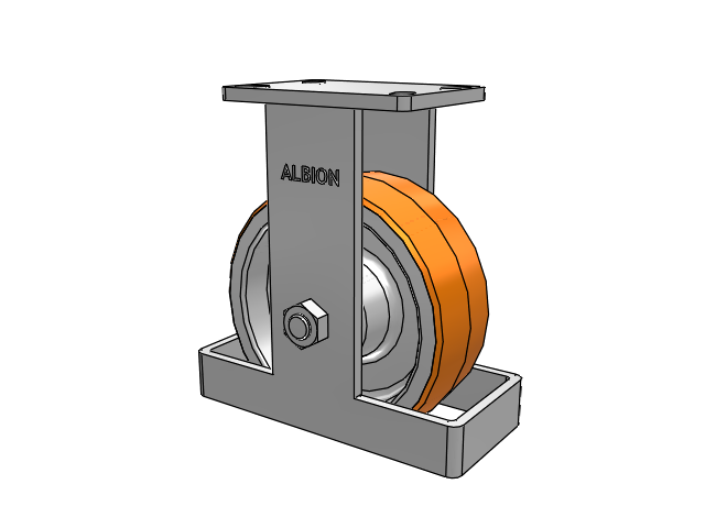 410 Series Top Plate Rigid Caster with 8 x 3 Red-Orange Tread on Cast Iron Core PY - Polyurethane 80A (Cast Iron Core) Wheel