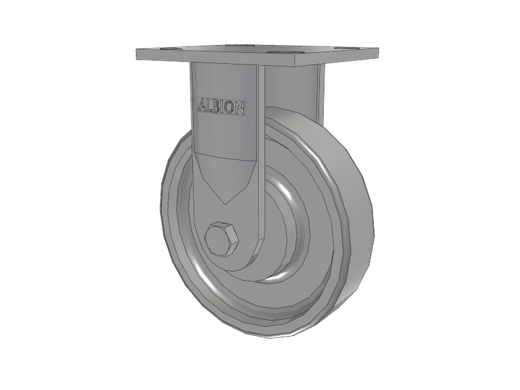 16 Series Top Plate Rigid Caster with 6 x 1.5 Grey Enamel CA - Cast Iron Wheel