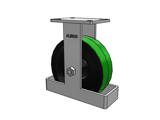 410 Series Top Plate Rigid Caster with 10 x 3 Green Tread on Black Cast Iron Core PY - Polyurethane (Cast Iron Core) Wheel