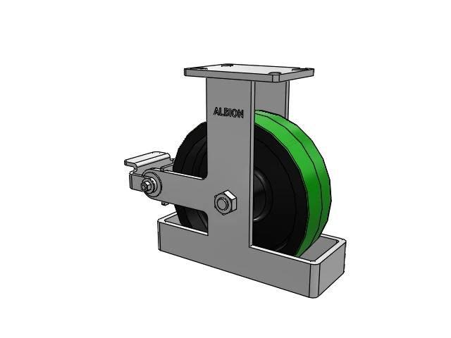 410 Series Top Plate Rigid Caster with 10 x 3 Green Tread on Black Cast Iron Core PY - Polyurethane (Cast Iron Core) Wheel and Poly Cam Brake