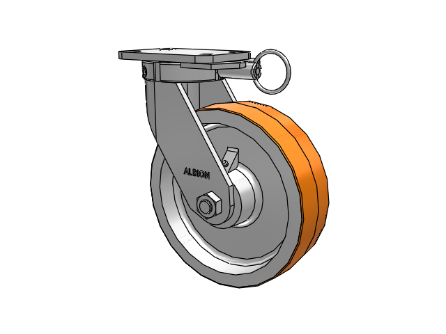 410 Series Top Plate Swivel Caster with 10 x 3 Red-Orange Tread on Cast Iron Core PY - Polyurethane 80A (Cast Iron Core) Wheel