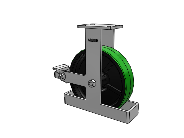 410 Series Top Plate Rigid Caster with 12 x 3 Green Tread on Black Cast Iron Core PY - Polyurethane (Cast Iron Core) Wheel and Poly Cam Brake