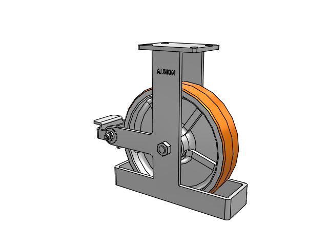 410 Series Top Plate Rigid Caster with 12 x 3 Red-Orange Tread on Cast Iron Core PY - Polyurethane 80A (Cast Iron Core) Wheel and Poly Cam Brake