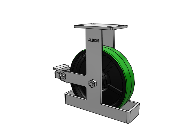 410 Series Top Plate Rigid Caster with 12 x 3 Green Tread on Black Cast Iron Core PY - Polyurethane (Cast Iron Core) Wheel and Poly Cam Brake