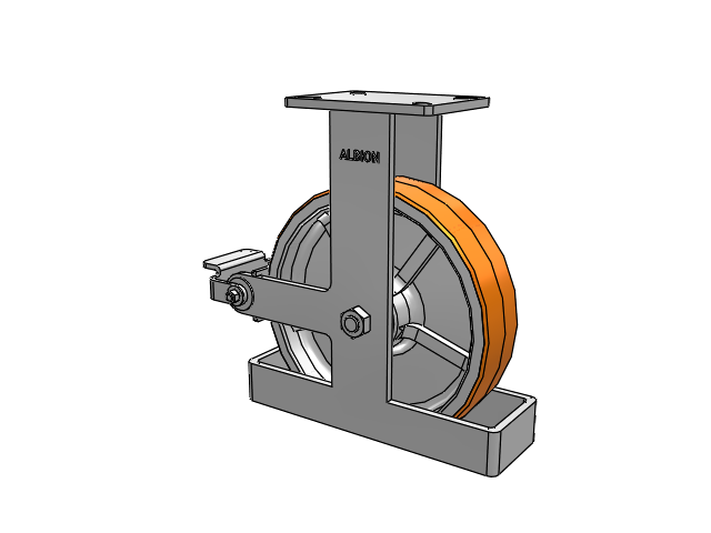 410 Series Top Plate Rigid Caster with 12 x 3 Red-Orange Tread on Cast Iron Core PY - Polyurethane 80A (Cast Iron Core) Wheel and Poly Cam Brake