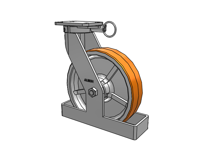 410 Series Top Plate Swivel Caster with 12 x 3 Red-Orange Tread on Cast Iron Core PY - Polyurethane 80A (Cast Iron Core) Wheel