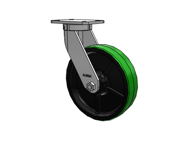 410 Series Top Plate Swivel Caster with 12 x 3 Green Tread on Black Cast Iron Core PY - Polyurethane (Cast Iron Core) Wheel