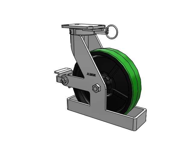410 Series Top Plate Swivel Caster with 12 x 3 Green Tread on Black Cast Iron Core PY - Polyurethane (Cast Iron Core) Wheel and Poly Cam Brake